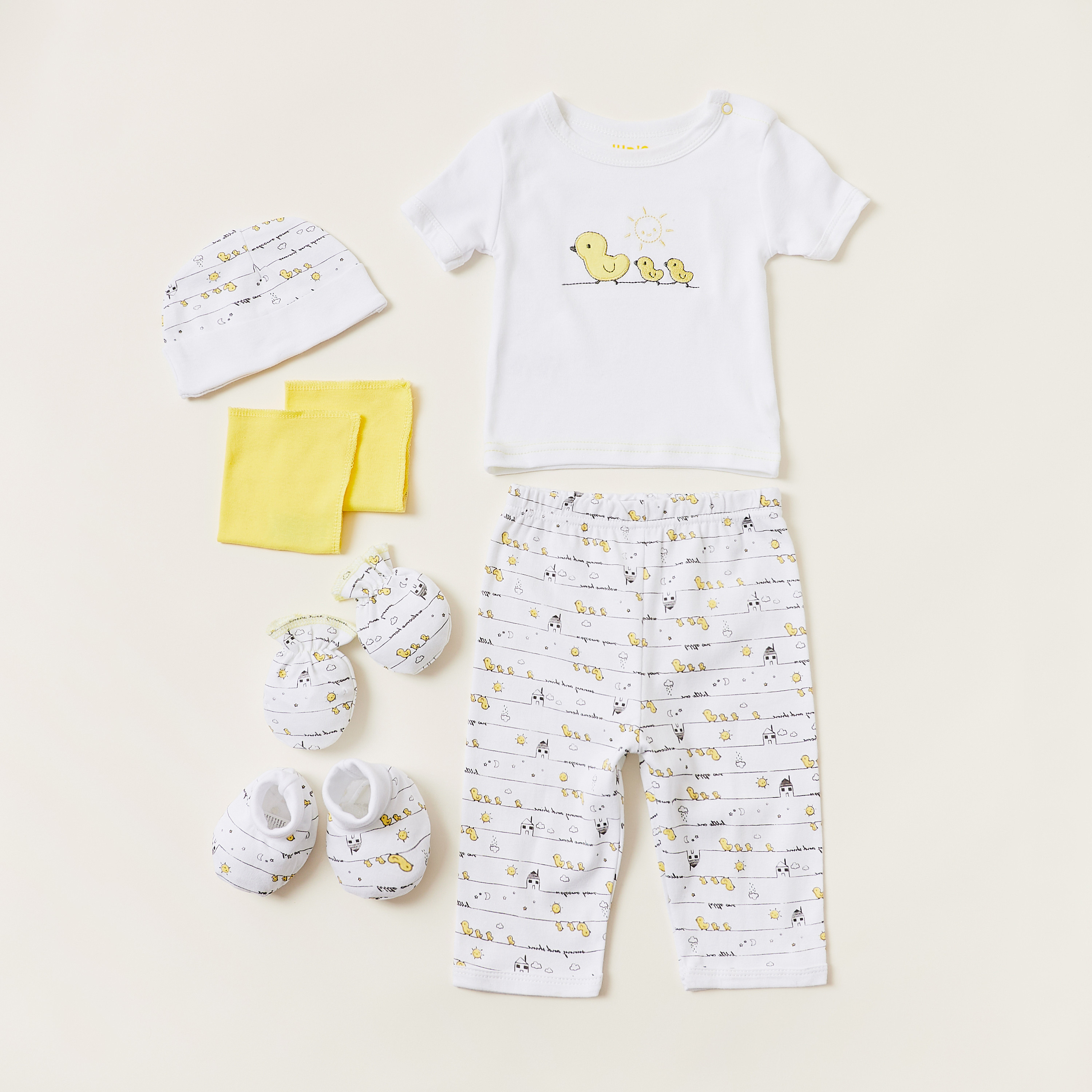 Juniors Printed 8-Piece Clothing Duck Shaped Gift Basket Set-baby-boys-clothing-setsandcoords-image-2