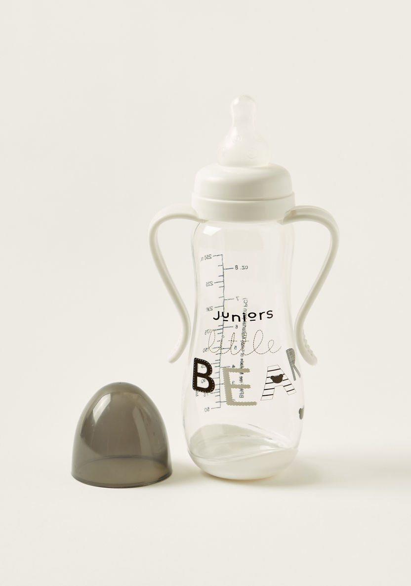 Juniors Little Bear Print Feeding Bottle with Handles - 250 ml-Bottles and Teats-image-0