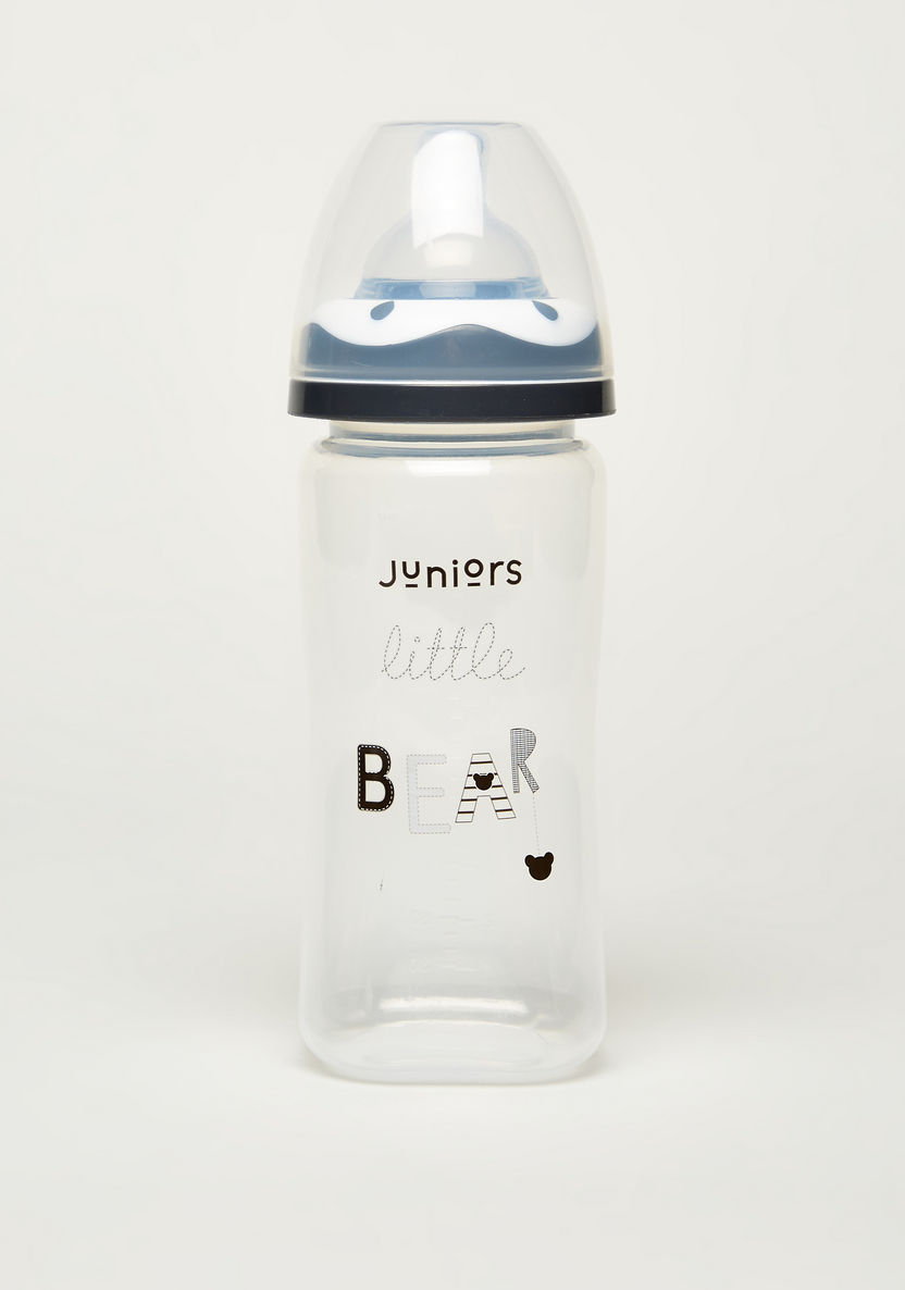 Juniors Little Bear Print Wide Neck Feeding Bottle - 250 ml-Bottles and Teats-image-0
