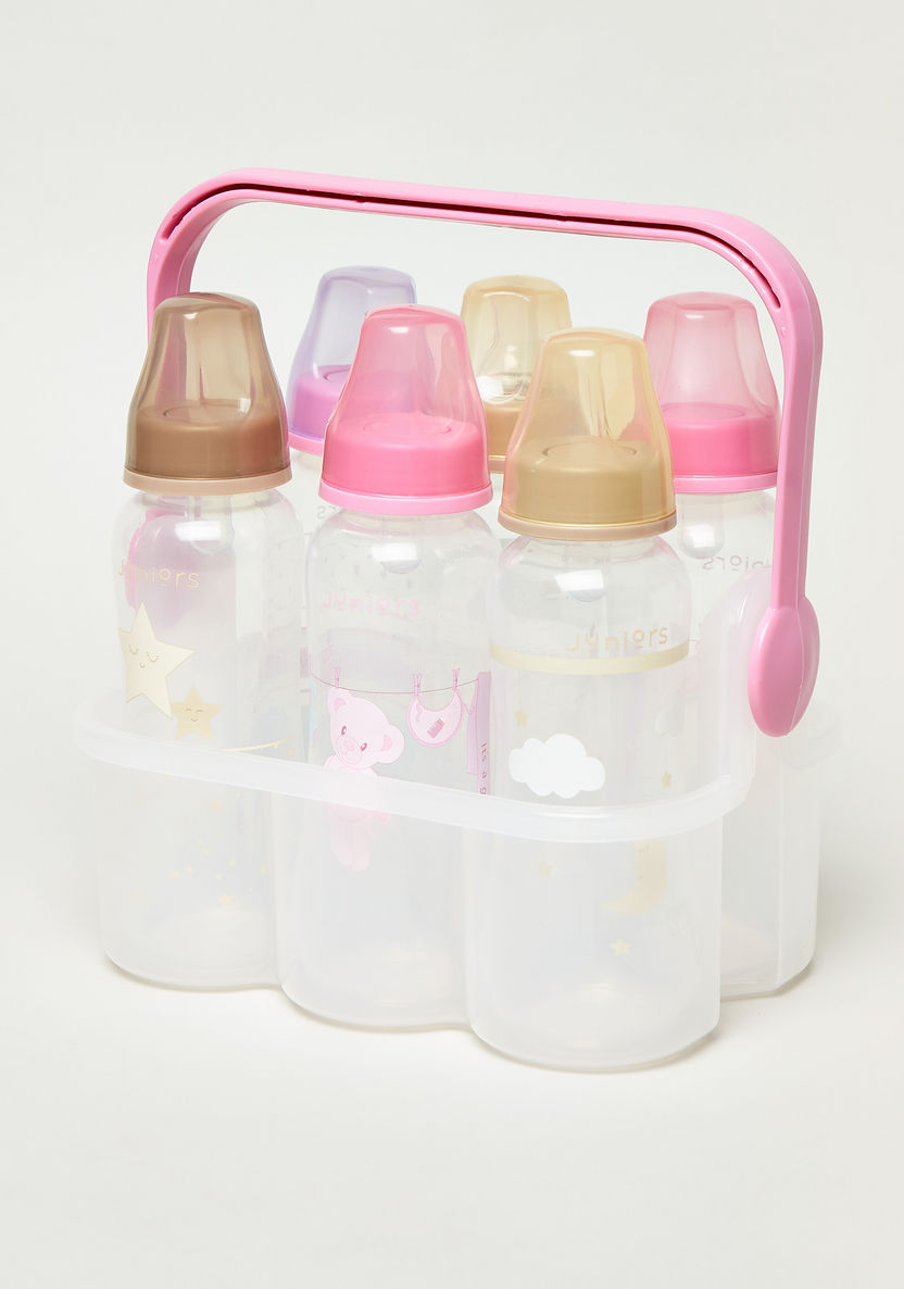 Juniors Caddy with Feeding Bottle Set - Set of 6-Bottles and Teats-image-0
