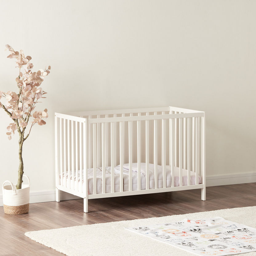 Juniors Darvin White Wooden Baby Crib with Three Adjustable Heights (Up to 3 years)-Baby Cribs-image-0