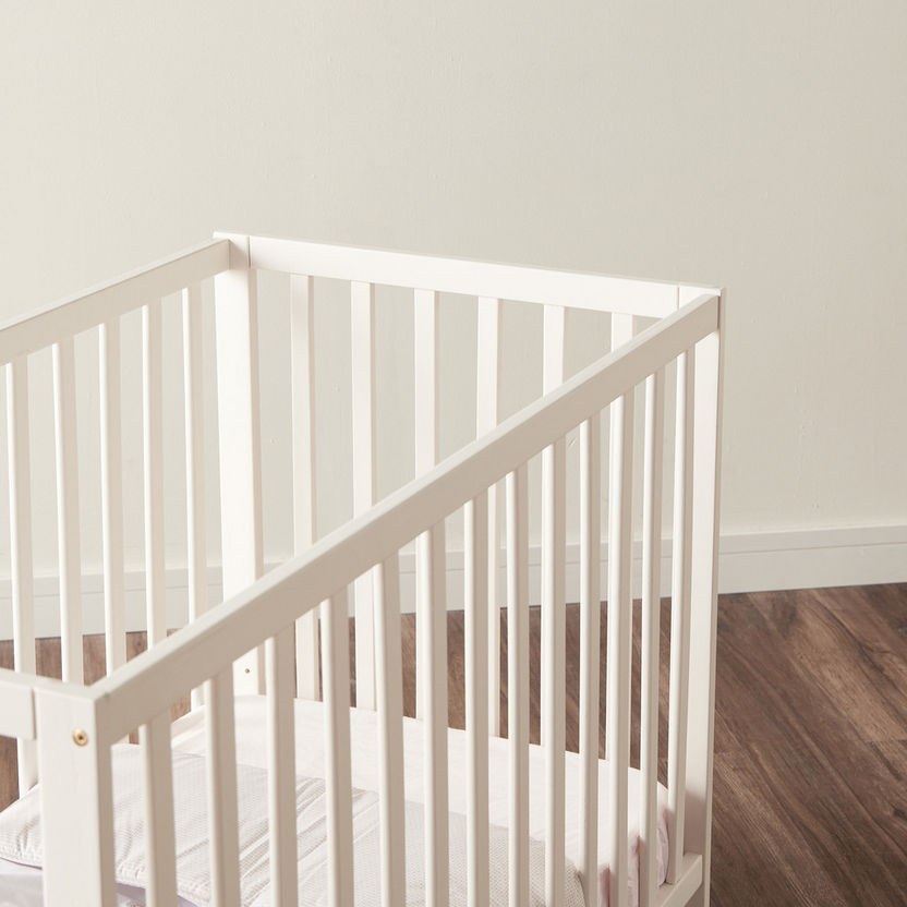 Juniors Darvin White Wooden Baby Crib with Three Adjustable Heights (Up to 3 years)-Baby Cribs-image-4