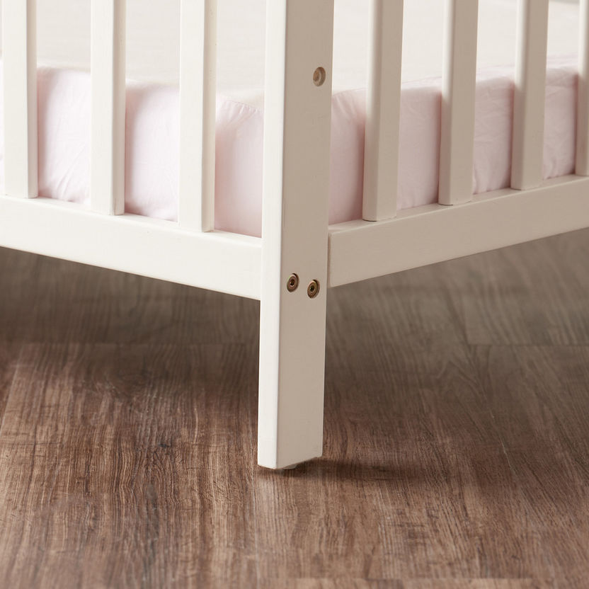 Juniors Darvin White Wooden Baby Crib with Three Adjustable Heights (Up to 3 years)-Baby Cribs-image-5