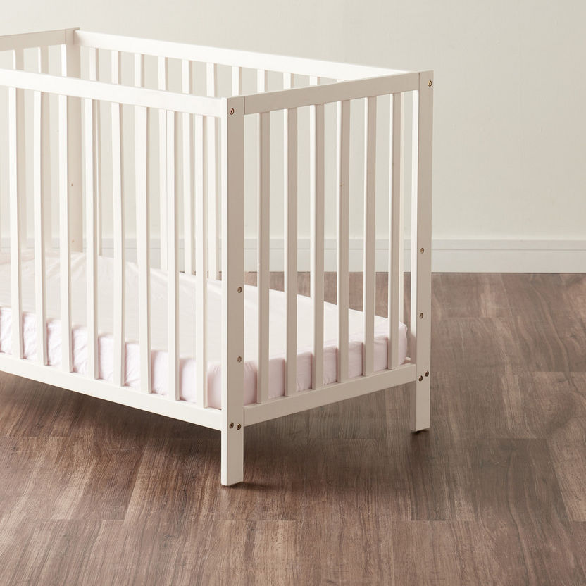 Juniors Darvin White Wooden Baby Crib with Three Adjustable Heights (Up to 3 years)-Baby Cribs-image-7