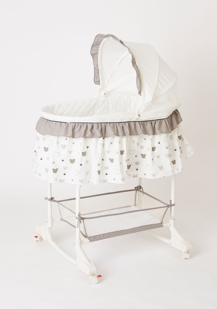 Juniors Rudy Bear Printed Bassinet with Canopy-Cradles and Bassinets-image-0