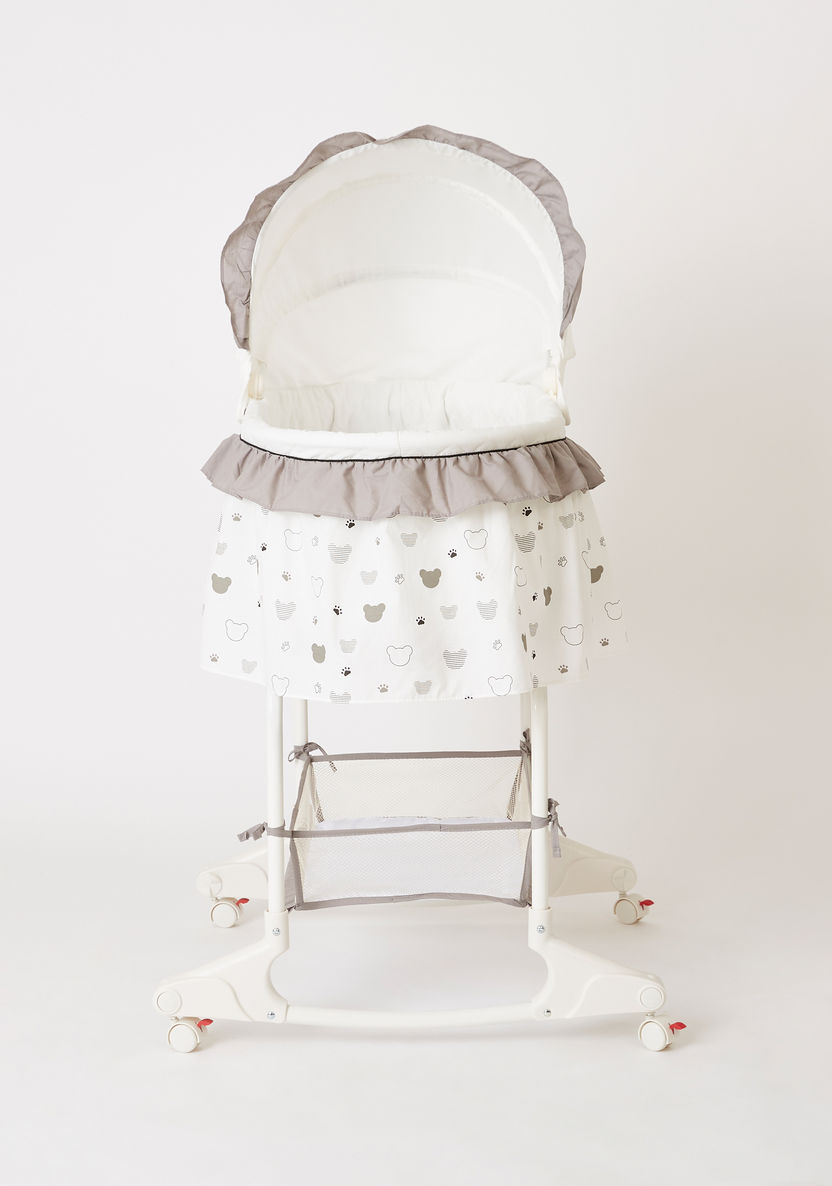 Juniors Rudy Bear Printed Bassinet with Canopy-Cradles and Bassinets-image-1