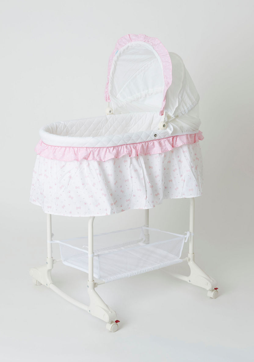 Juniors Rudy Kitty Printed Bassinet with Canopy-Cradles and Bassinets-image-0