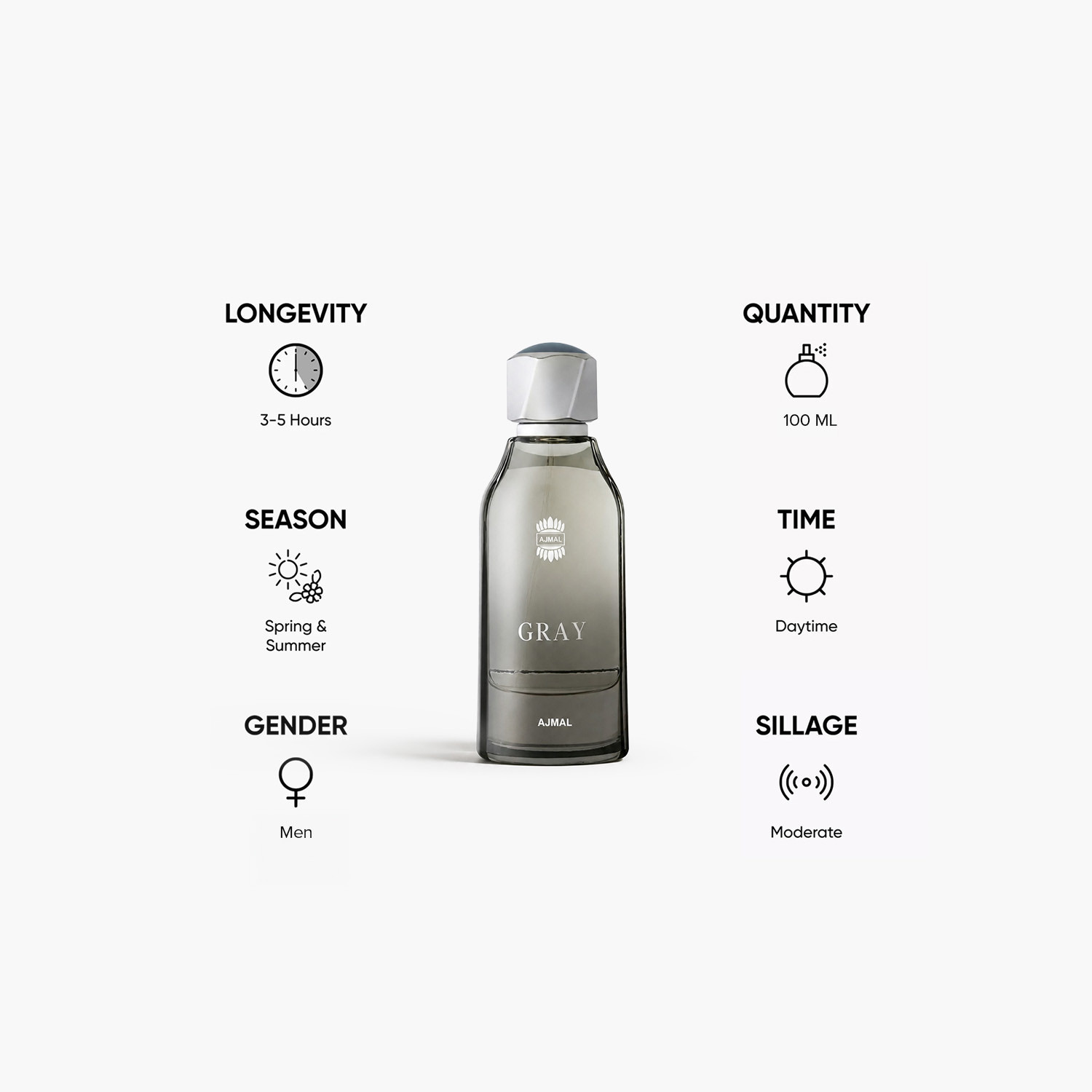 Ajmal Gray Eau De Parfum Spray for Men - 100 ml-beautyandpersonalcare-fragrance-men-image-5