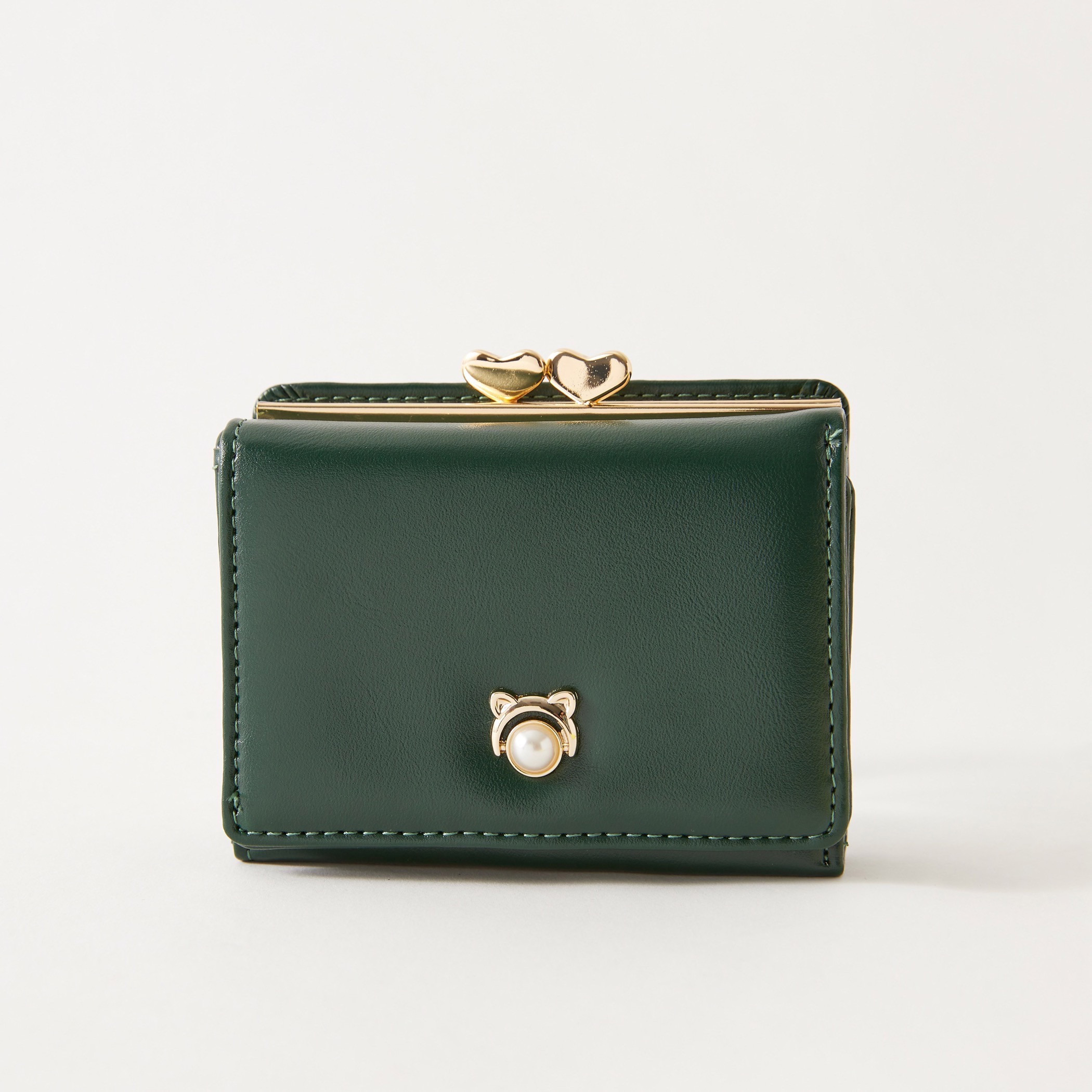 Buy Women s Sasha Solid Tri Fold Wallet with Clasp Closure Online