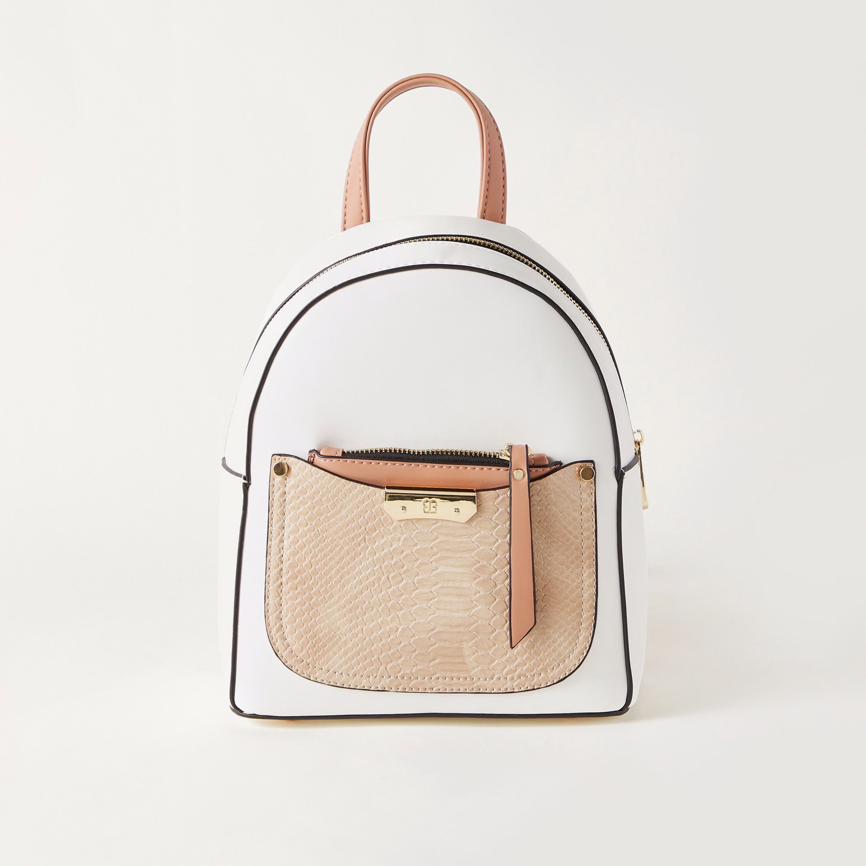 Bessie London Backpack with Reptilian Textured Pocket - 22x11x16 cms-women-bagsandwallets-handbags-image-1