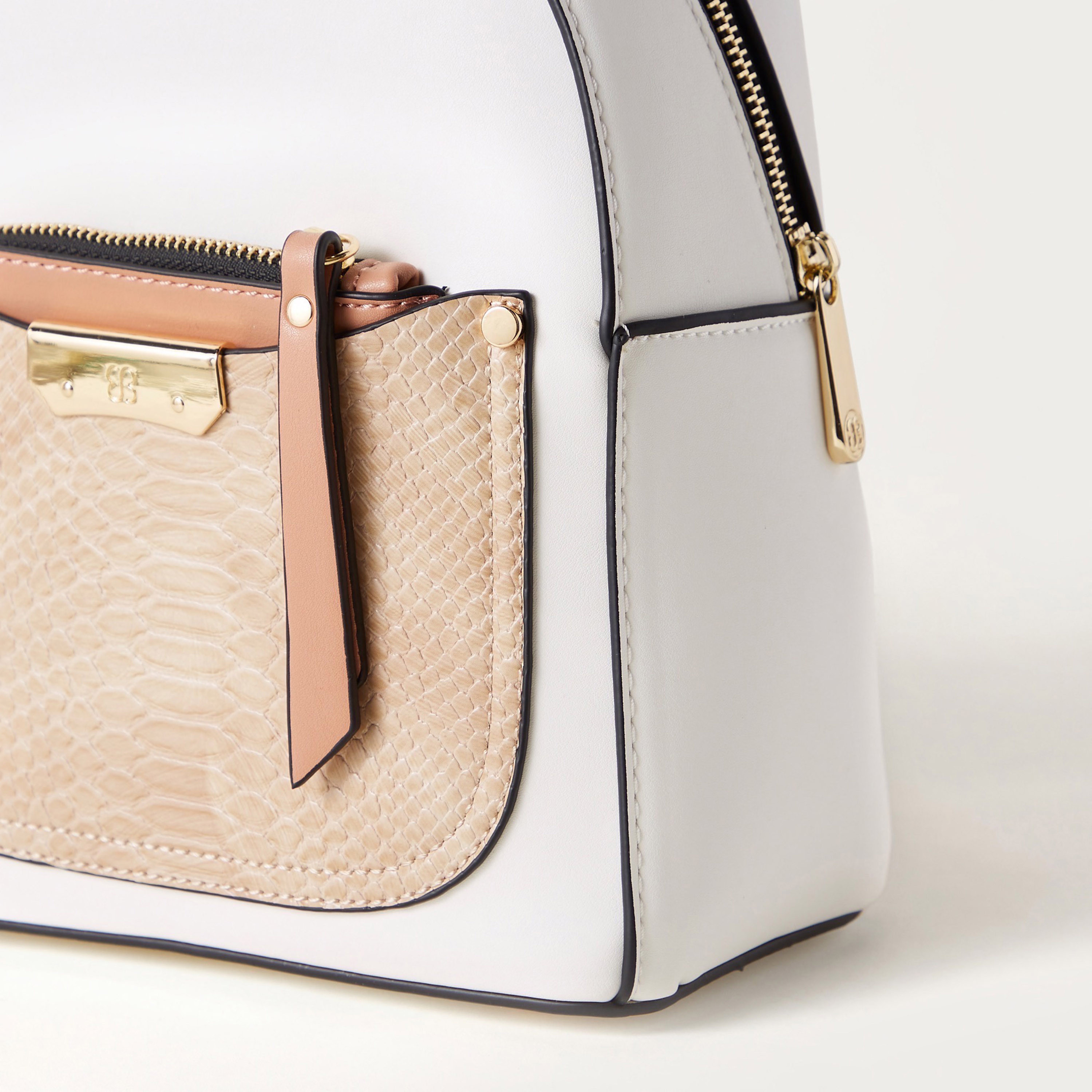 Bessie London Backpack with Reptilian Textured Pocket - 22x11x16 cms-women-bagsandwallets-handbags-image-2
