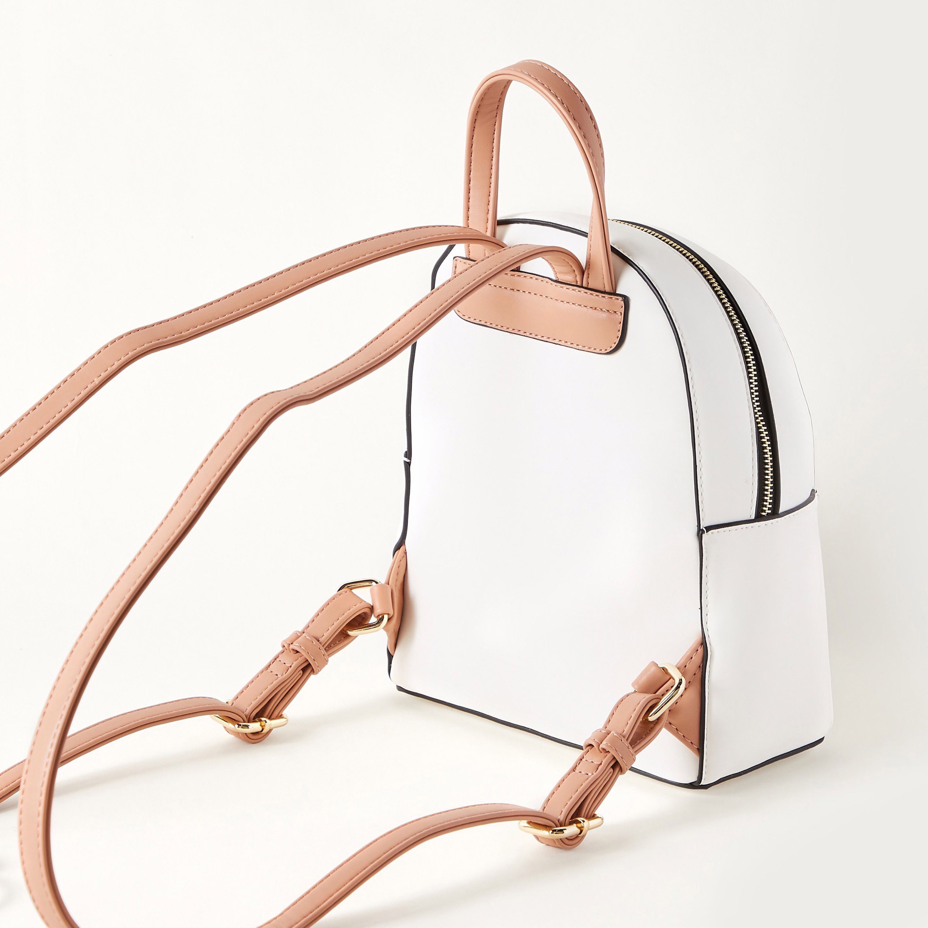 Bessie London Backpack with Reptilian Textured Pocket - 22x11x16 cms-women-bagsandwallets-handbags-image-3
