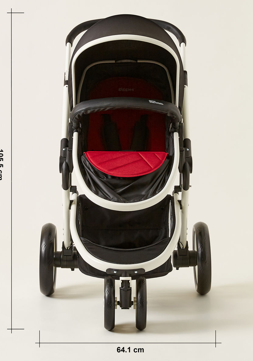 Giggles Fountain Black and Red Baby Stroller Cum Bassinet with Sun Canopy (Upto 3 years) -Strollers-image-11