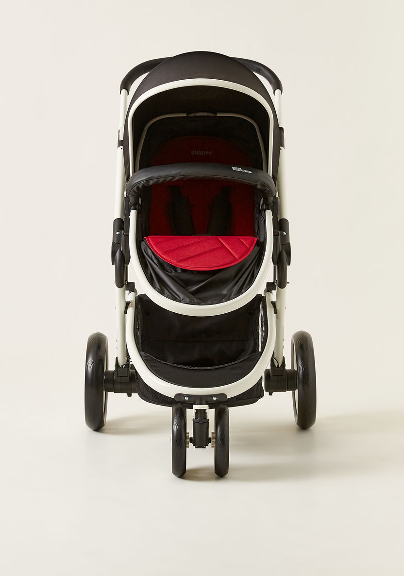 Giggles Fountain Black and Red Baby Stroller Cum Bassinet with Sun Canopy (Upto 3 years) -Strollers-image-1