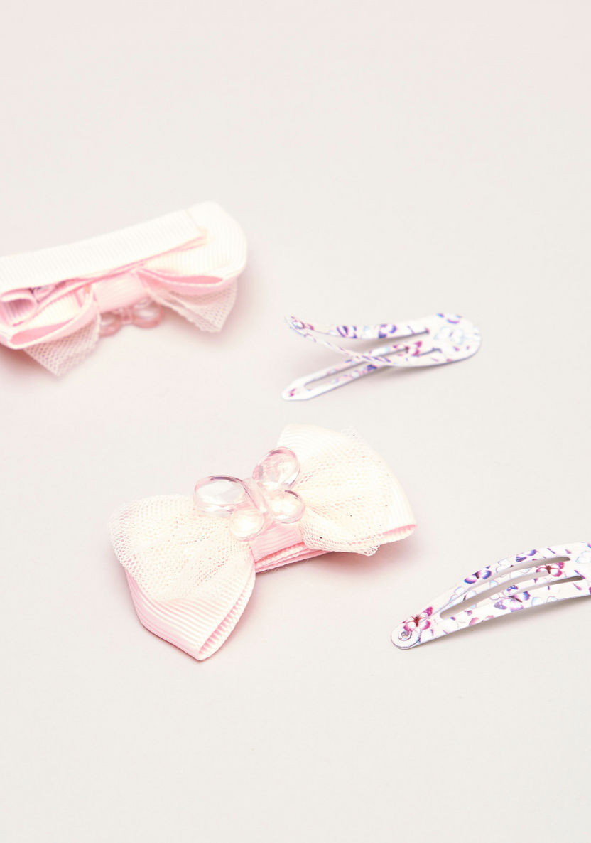 Charms Printed Hair Clips with Bow Detail - Set of 4-Hair Accessories-image-1