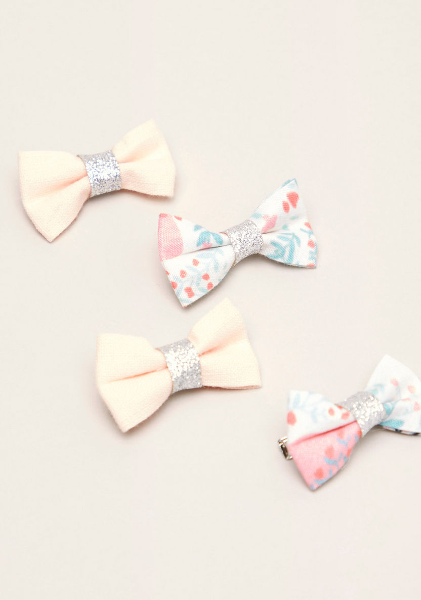 Charms Printed Hair Clips with Bow Accent - Set of 4-Hair Accessories-image-0