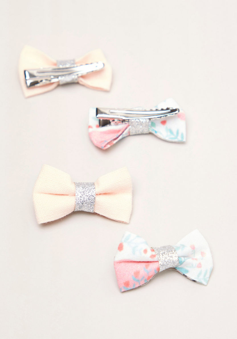Charms Printed Hair Clips with Bow Accent - Set of 4-Hair Accessories-image-1