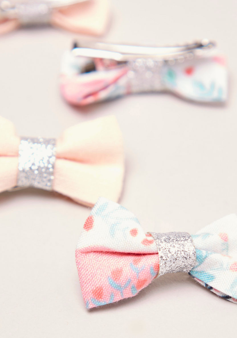 Charms Printed Hair Clips with Bow Accent - Set of 4-Hair Accessories-image-2