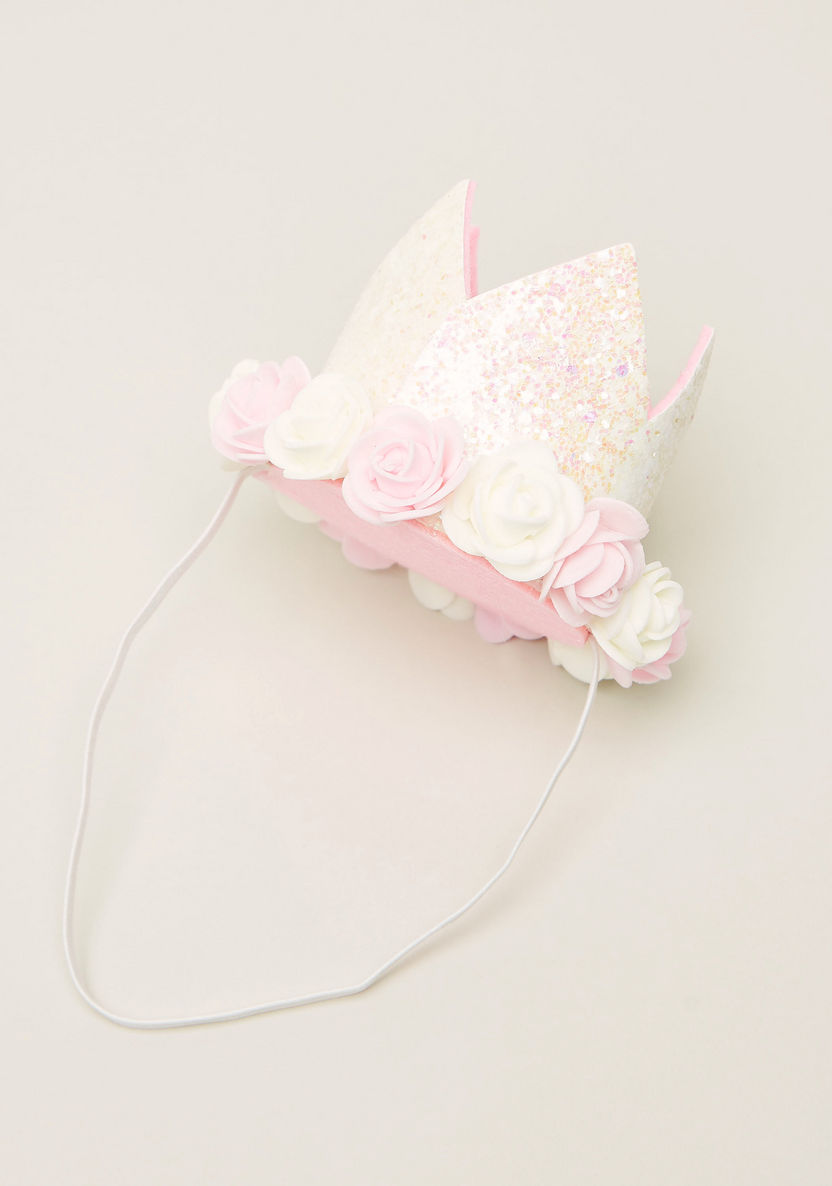 Charmz Crown Applique Detail Headband with Elasticised Strap-Hair Accessories-image-2