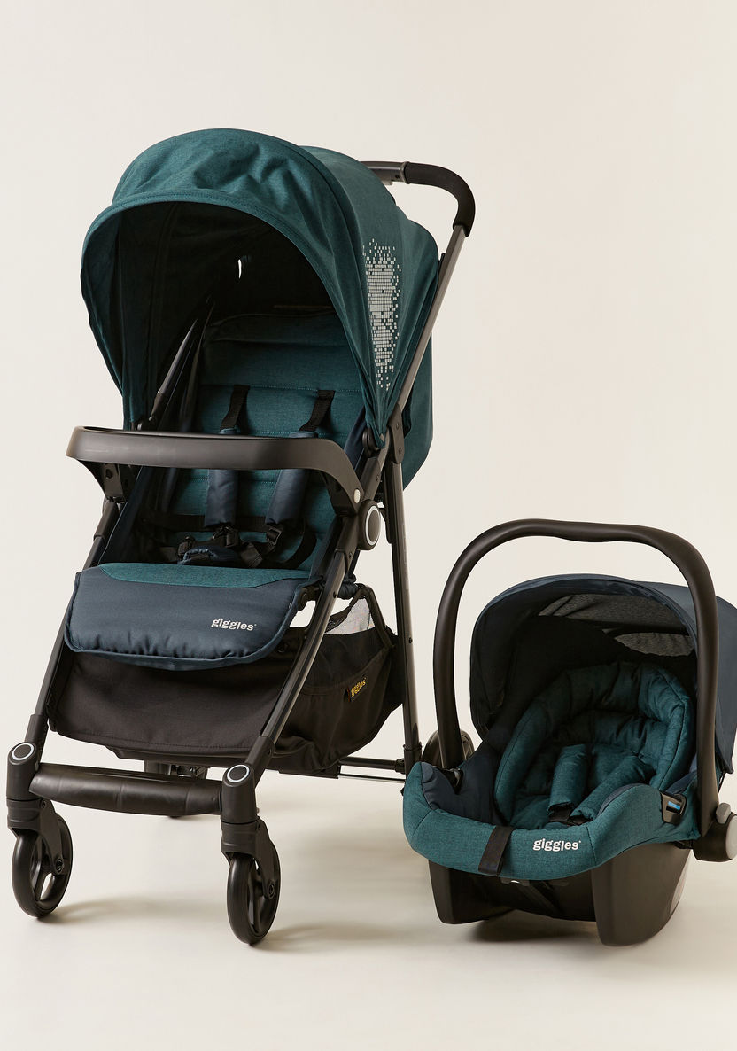Giggles Lloyd Black and Teal 2-in-1 Stroller with Car Seat Travel System (Upto 3 years) -Modular Travel Systems-image-0