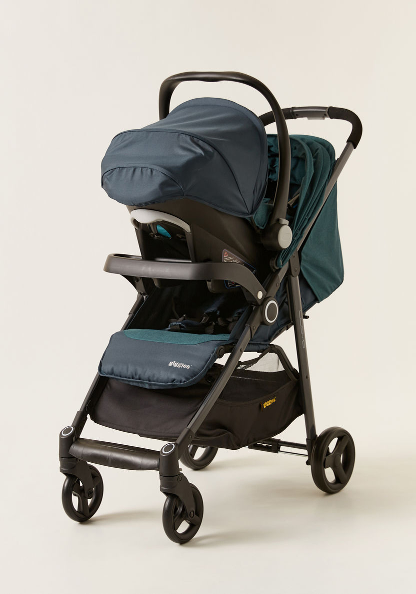 Giggles Lloyd Black and Teal 2-in-1 Stroller with Car Seat Travel System (Upto 3 years) -Modular Travel Systems-image-3
