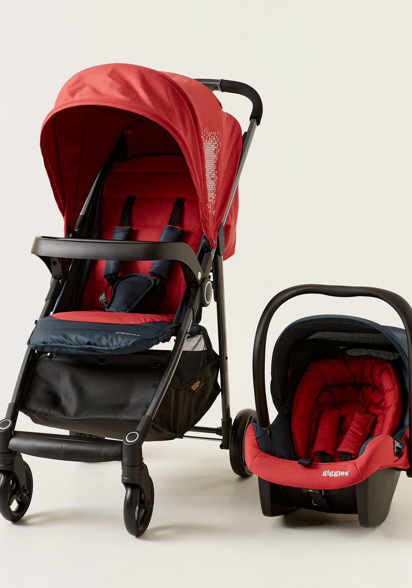 Giggles Lloyd Red and Black 2-in-1 Stroller with Car Seat Travel System (Upto 3 years) -Modular Travel Systems-image-0