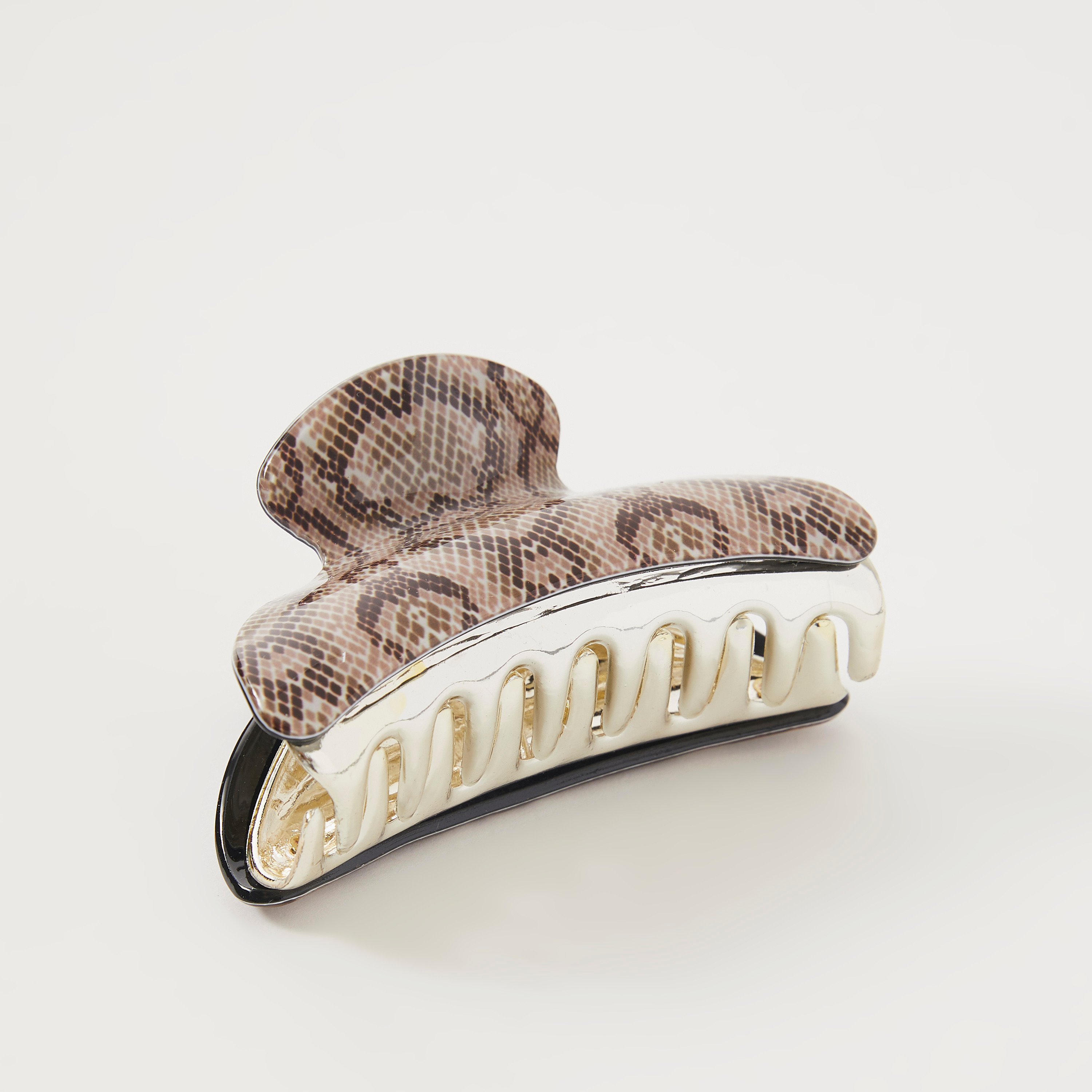 مشبك شعر بتصميم نصف دائرة وملمس جلد الزواحف-women-hairaccessories-clamps-image-1