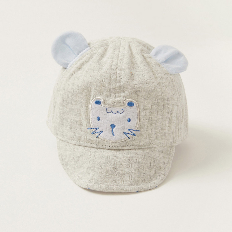 Juniors Textured Cap with Kitty Ear Appliques