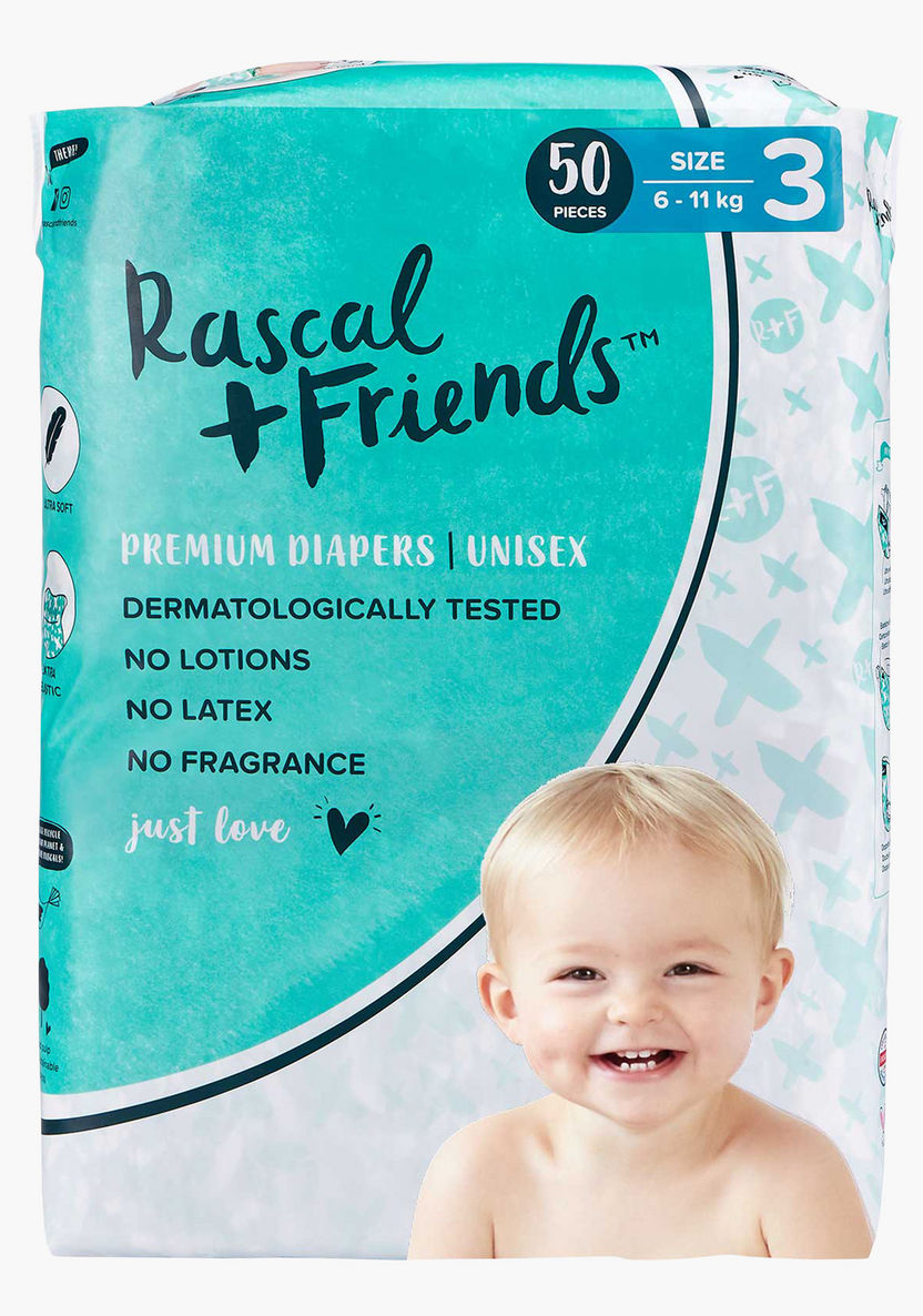 Buy Rascal+Friends Premium Size 3 Crawler 50-Pieces Diaper Pack - 6-11 kgs  for Babies Online in Qatar