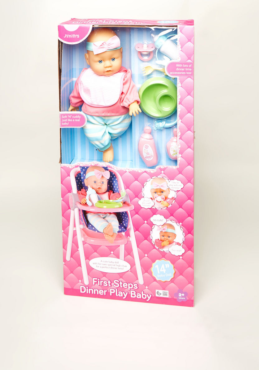Juniors First Steps Dinner Play Baby Doll Playset - 36 cms-Dolls and Playsets-image-7