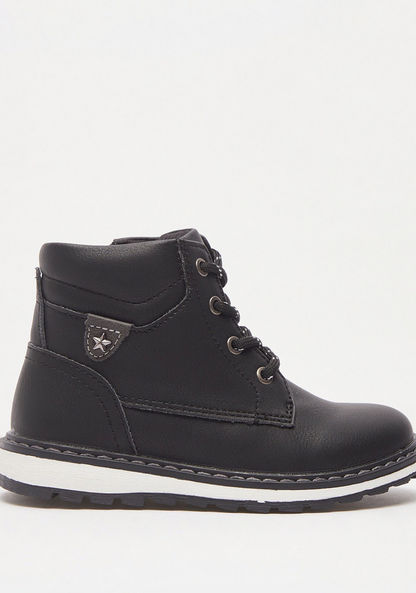Juniors Panelled Boots with Zip Closure-Boy%27s Boots-image-0