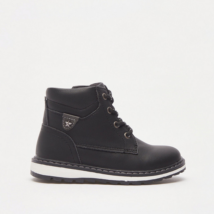Juniors Panelled Boots with Zip Closure
