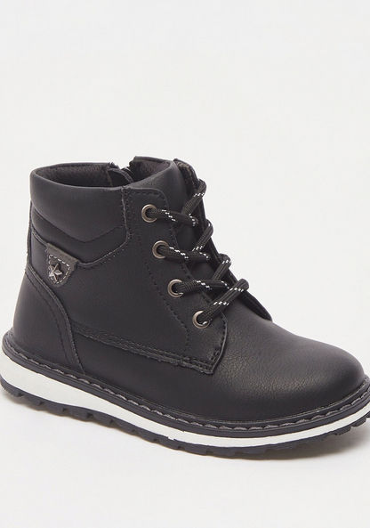 Juniors Panelled Boots with Zip Closure-Boy%27s Boots-image-1