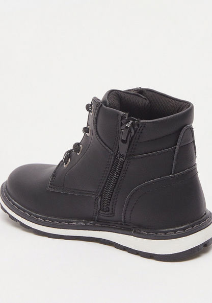 Juniors Panelled Boots with Zip Closure-Boy%27s Boots-image-2