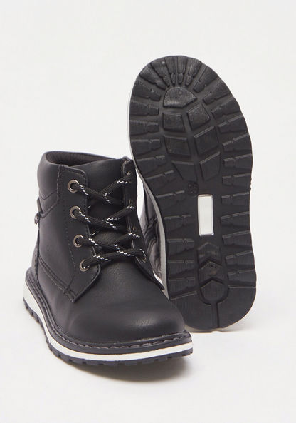 Juniors Panelled Boots with Zip Closure-Boy%27s Boots-image-4