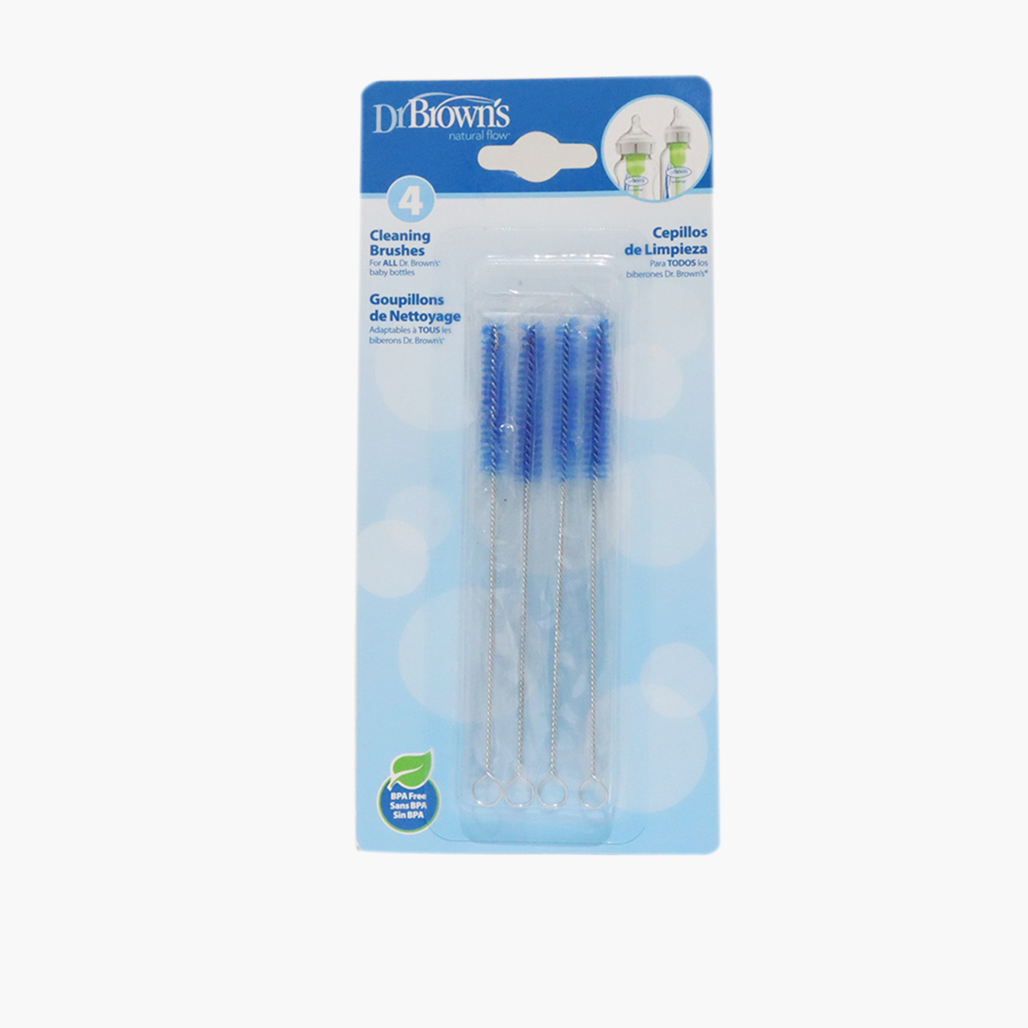 فرشاة تنظيف القوارير والقشات من دكتور براون - مجموعة من 4 قطع-baby-feeding-accessories-image-1