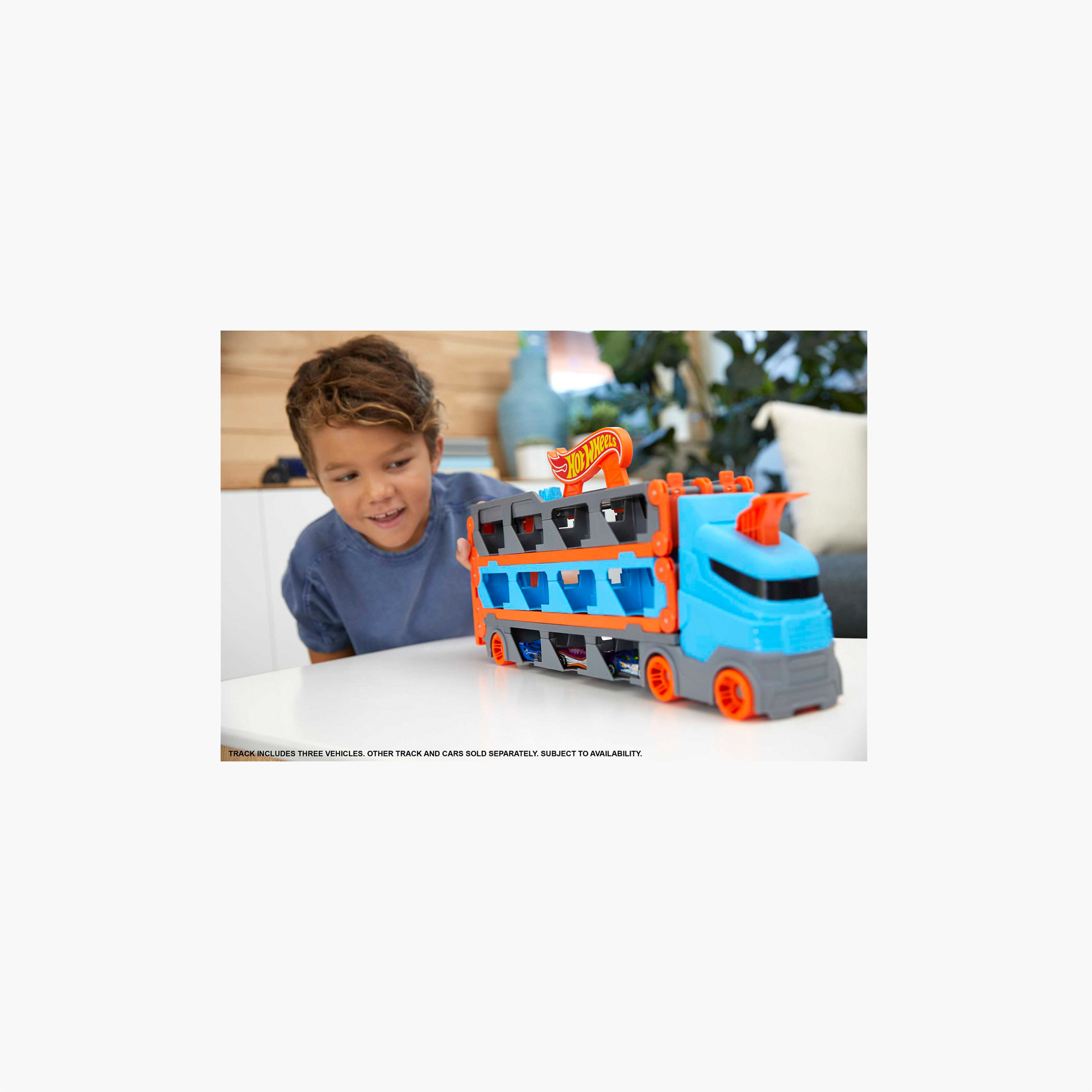 Hot Wheels Speedway Hauler: Storage Carrier, 3 1:64 Scale Cars & 6-Foot Convertible Drag Race Track-toys-playvehicles-cars-image-2