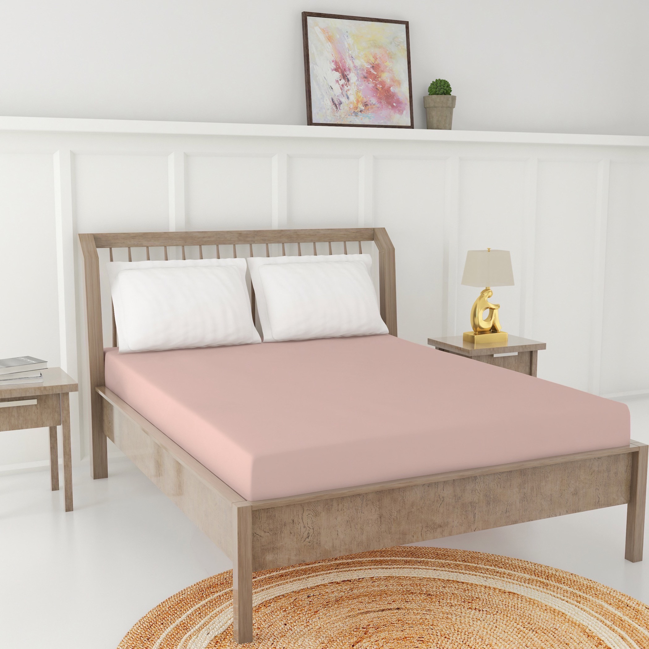 Solid Double Fitted Bed Sheet - 120x200 cms-household-bedding-sheetsandpillowcases-flatsheets-image-1
