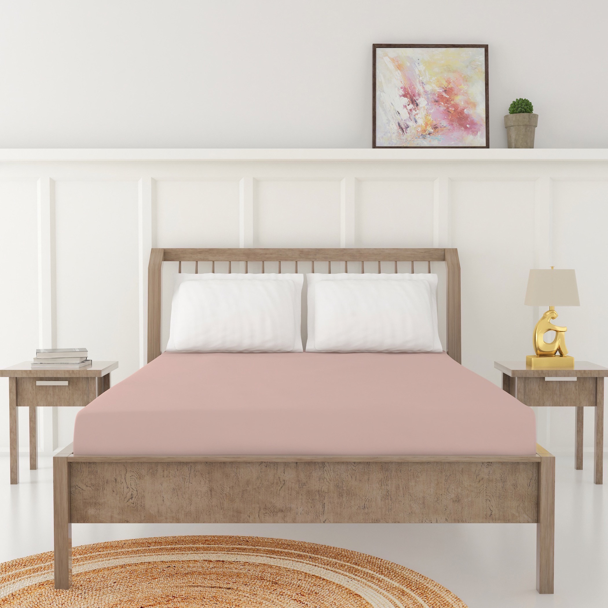 Solid Double Fitted Bed Sheet - 120x200 cms-household-bedding-sheetsandpillowcases-flatsheets-image-2