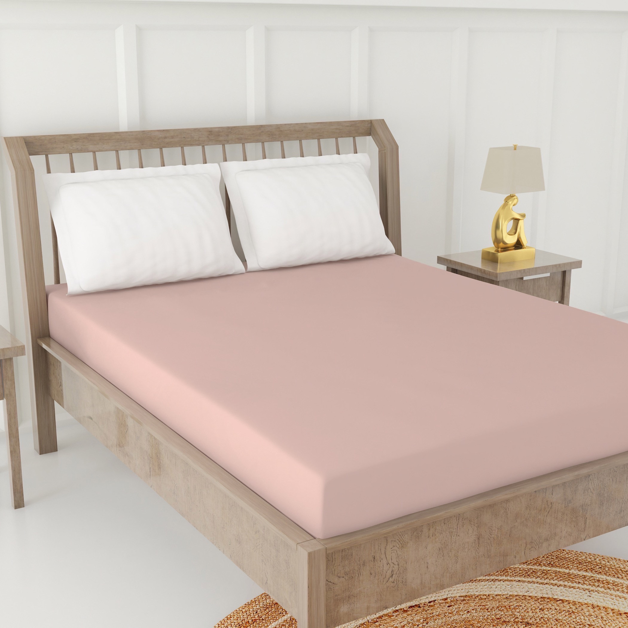 Solid Double Fitted Bed Sheet - 120x200 cms-household-bedding-sheetsandpillowcases-flatsheets-image-3