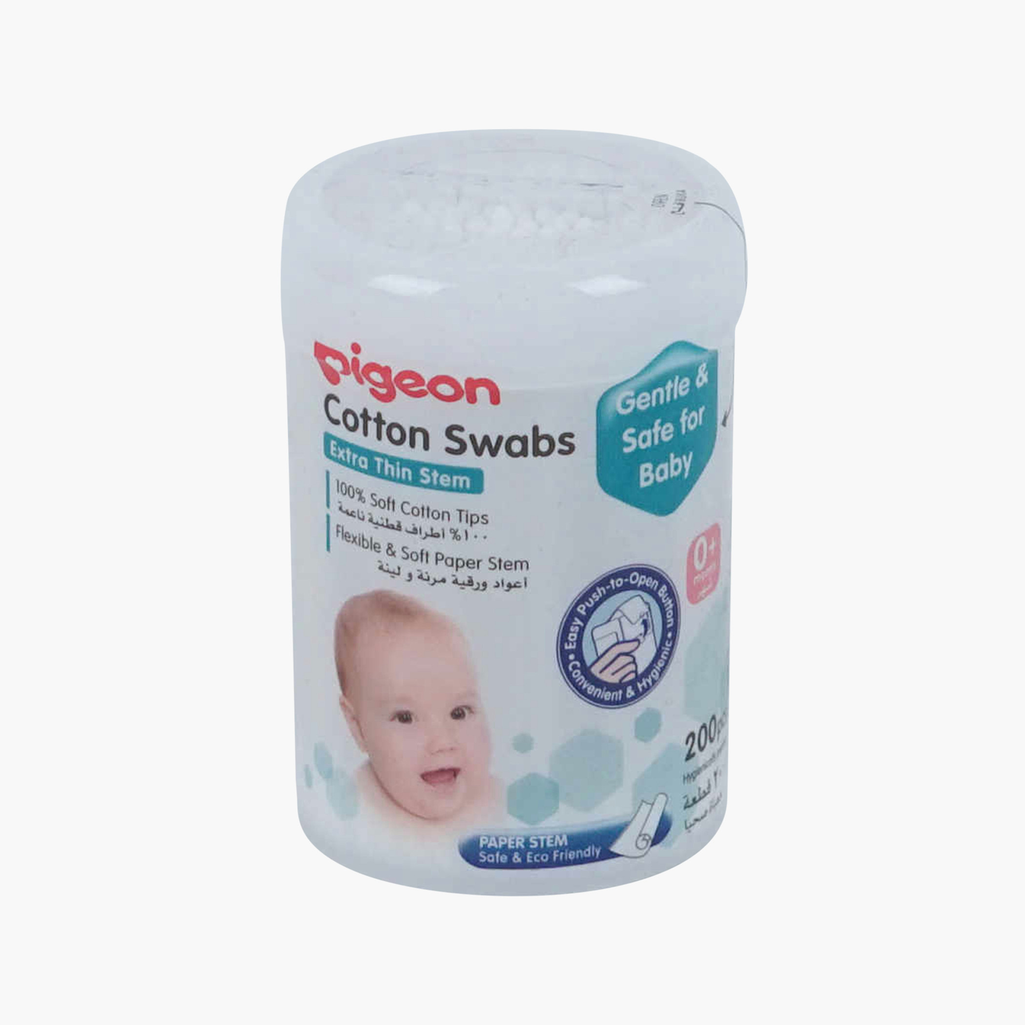 Pigeon Extra Thin Stem Cotton Swab Pack - 200 Pieces-baby-bathandcare-hairbodyskincare-image-1