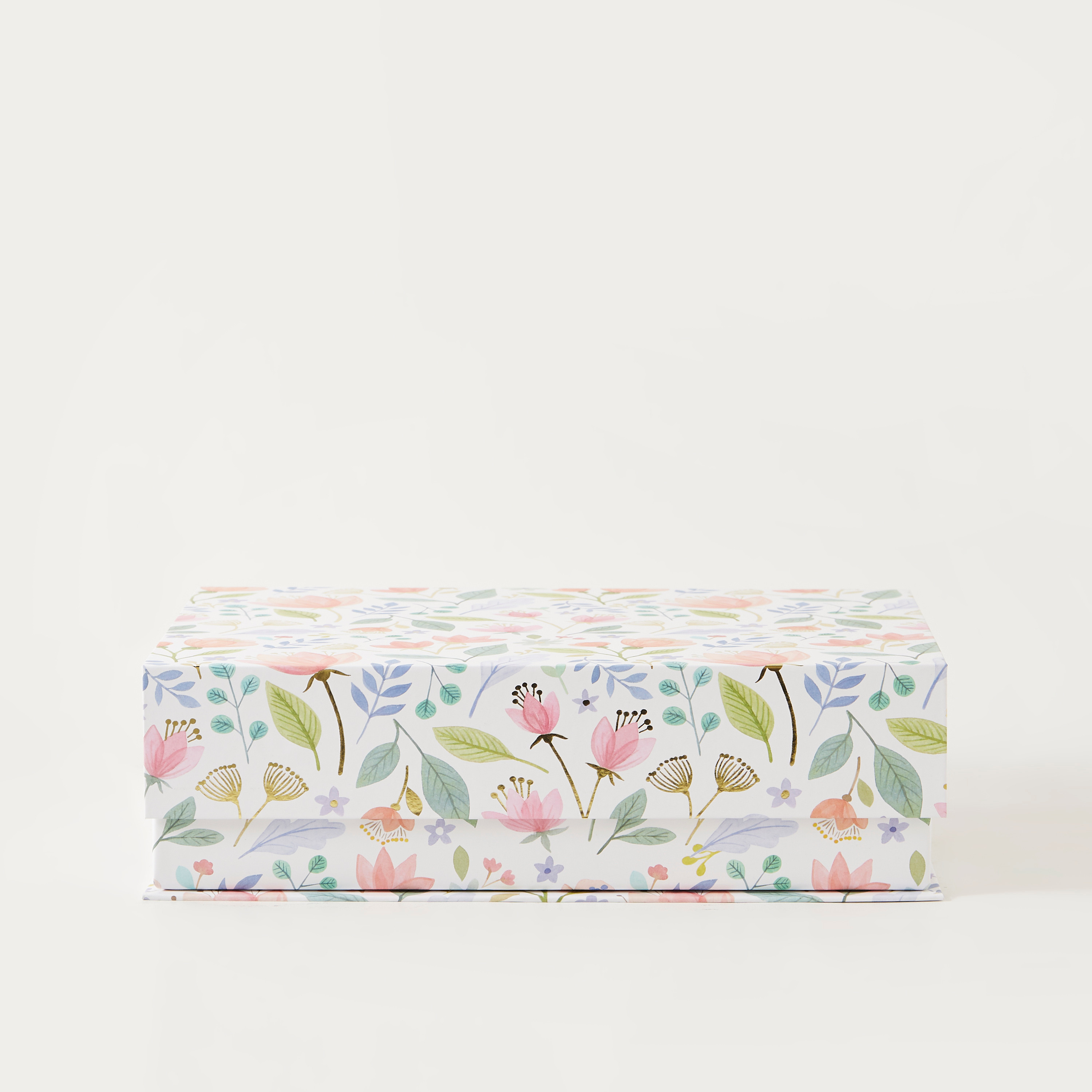 Punch Studio Floral Print Storage Box with Flap Closure - 37x25x11 cms-household-decor-boxesandtrays-image-1