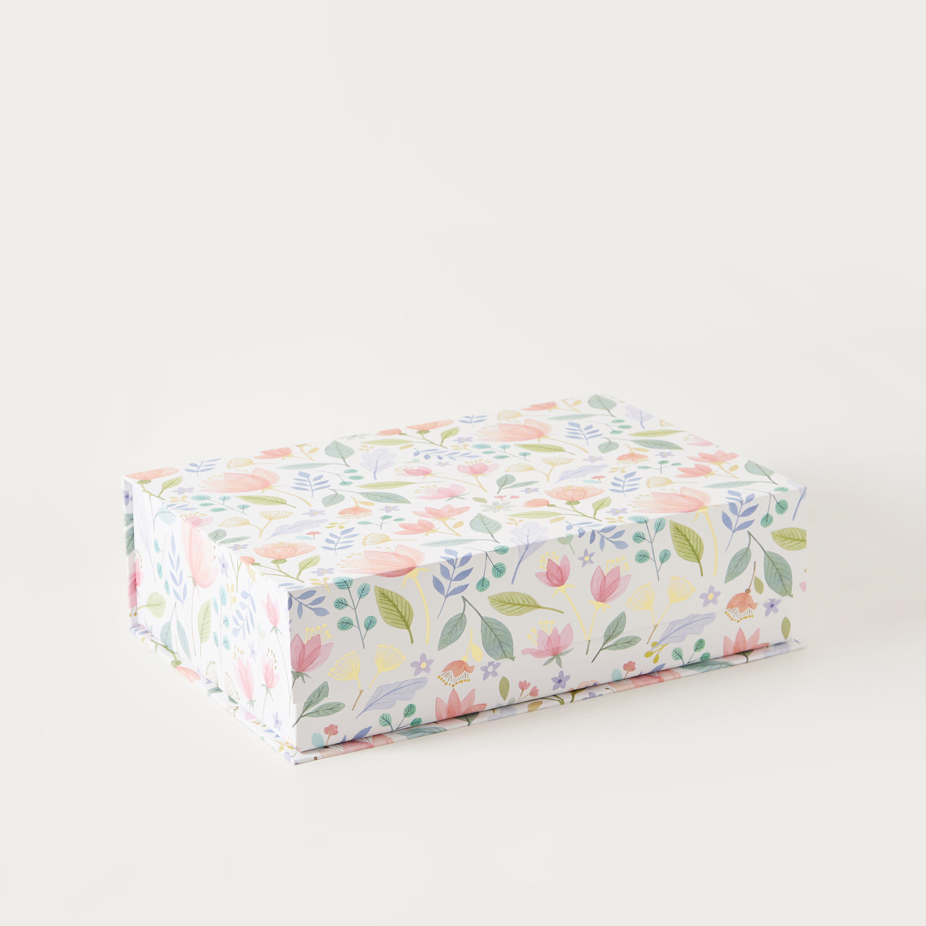 Punch Studio Floral Print Storage Box with Flap Closure - 37x25x11 cms-household-decor-boxesandtrays-image-2