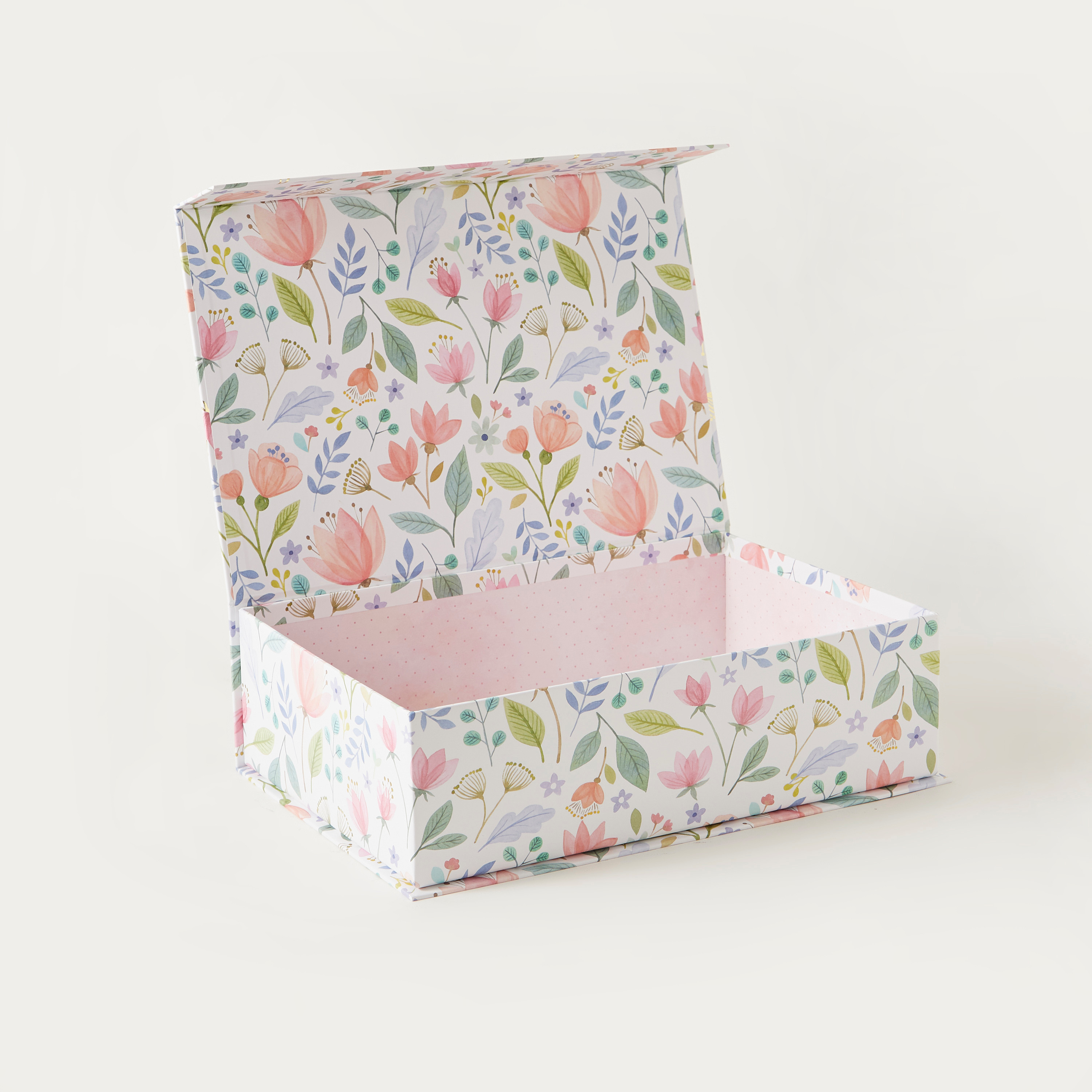 Punch Studio Floral Print Storage Box with Flap Closure - 37x25x11 cms-household-decor-boxesandtrays-image-4