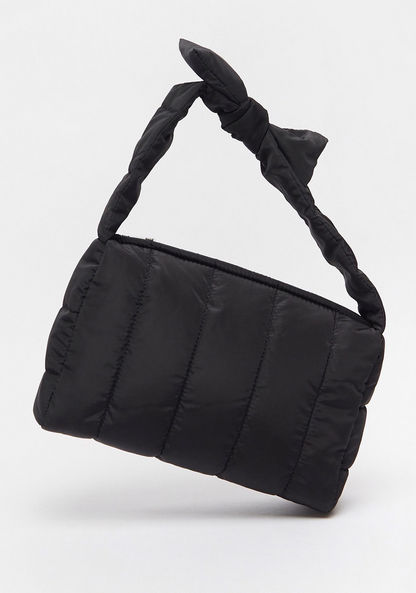 Missy Quilted Puff Shoulder Bag with Bow Accent and Zip Closure-Women%27s Handbags-image-1