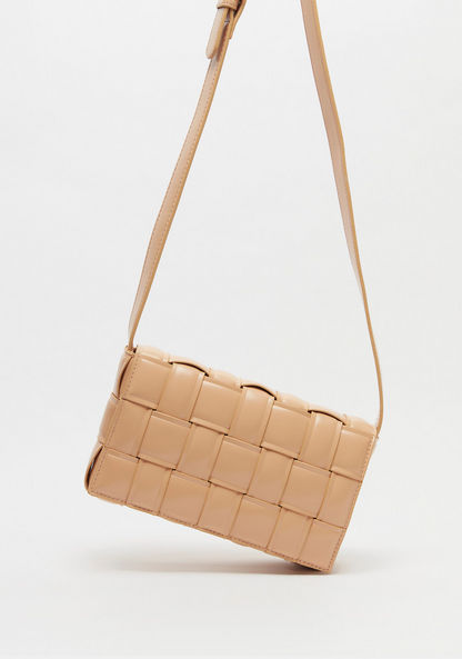 Celeste Weave Textured Crossbody Bag with Flap Closure and Shoulder Strap-Women%27s Handbags-image-1