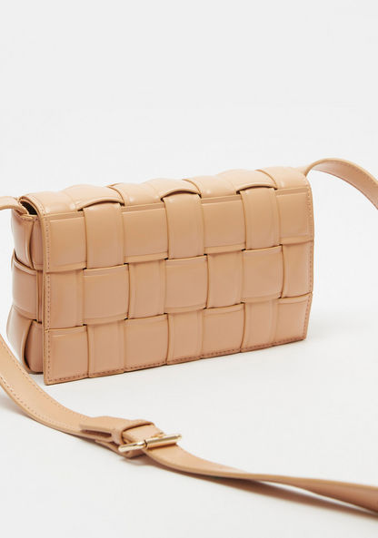 Celeste Weave Textured Crossbody Bag with Flap Closure and Shoulder Strap-Women%27s Handbags-image-2