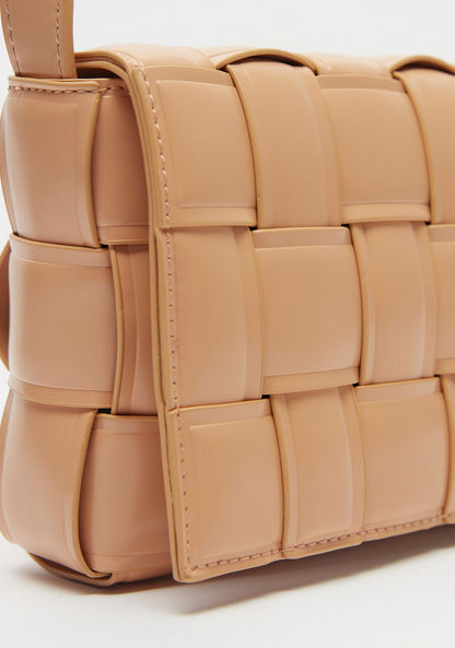 Celeste Weave Textured Crossbody Bag with Flap Closure and Shoulder Strap-Women%27s Handbags-image-3