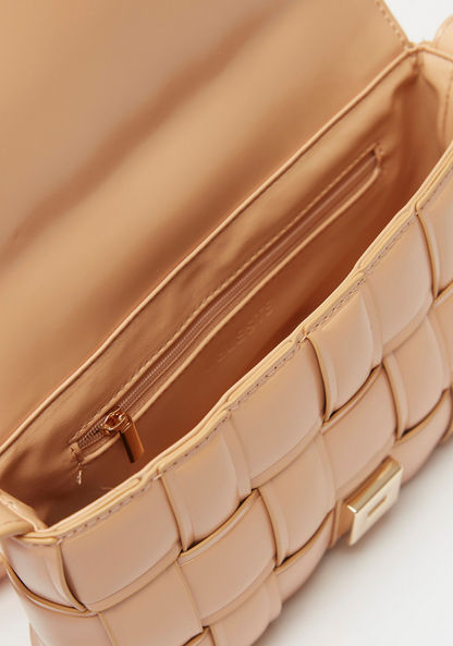 Celeste Weave Textured Crossbody Bag with Flap Closure and Shoulder Strap-Women%27s Handbags-image-4