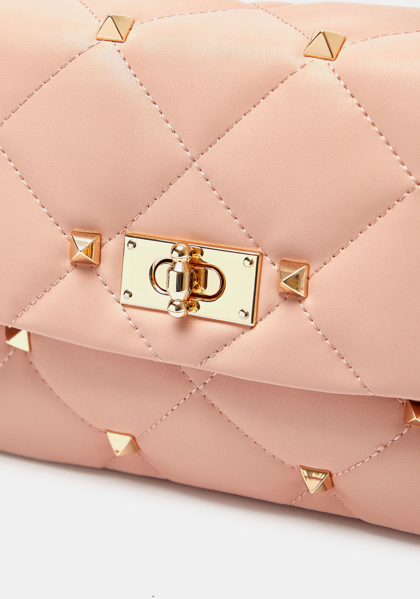 ELLE Embellished Satchel Bag with Detachable Strap and Flap Closure-Women%27s Handbags-image-2